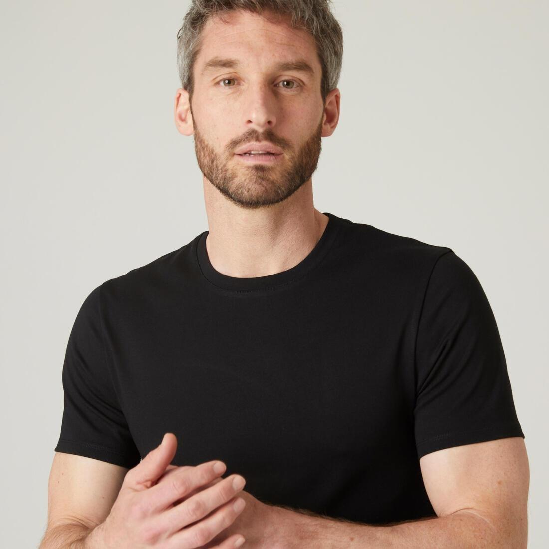 Slim Fit Stretch Cotton Fitness T-Shirt, Black, , large image number 6