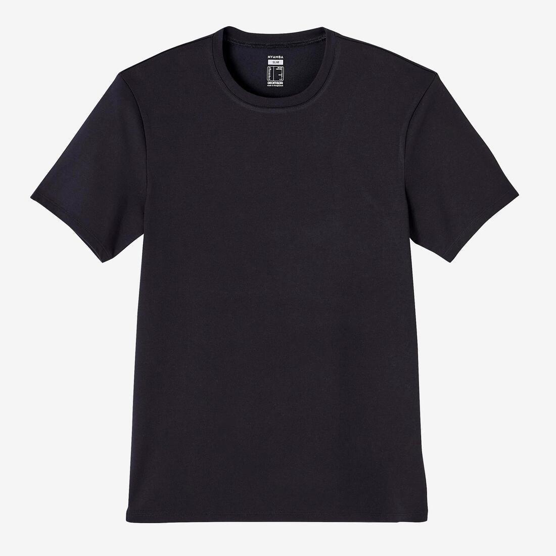 Slim Fit Stretch Cotton Fitness T-Shirt, Black, , large image number 7
