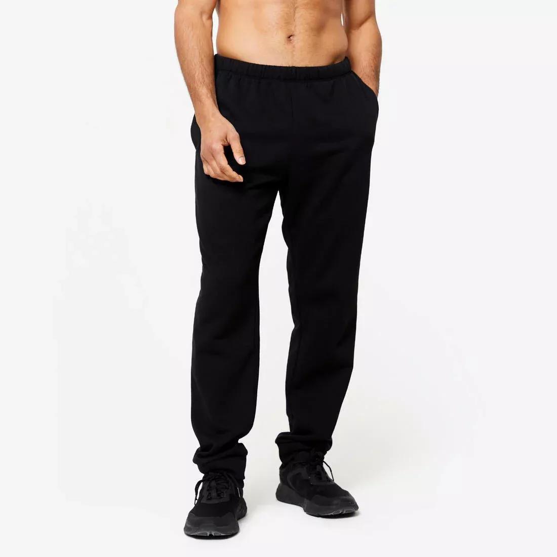 Fitness Fleece Jogging Bottoms, Black, No Color, medium