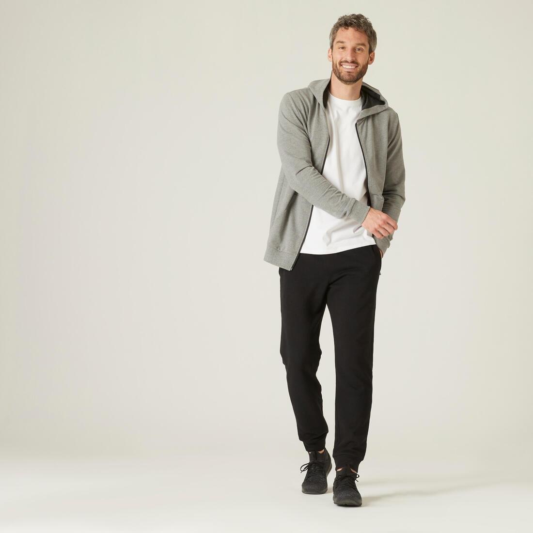 Fitness Fleece Jogging Bottoms, Black, No Color, medium