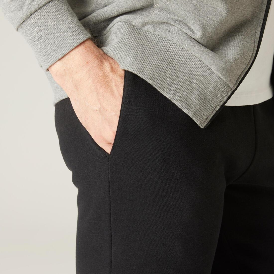 Fitness Fleece Jogging Bottoms, Black, , large image number 4