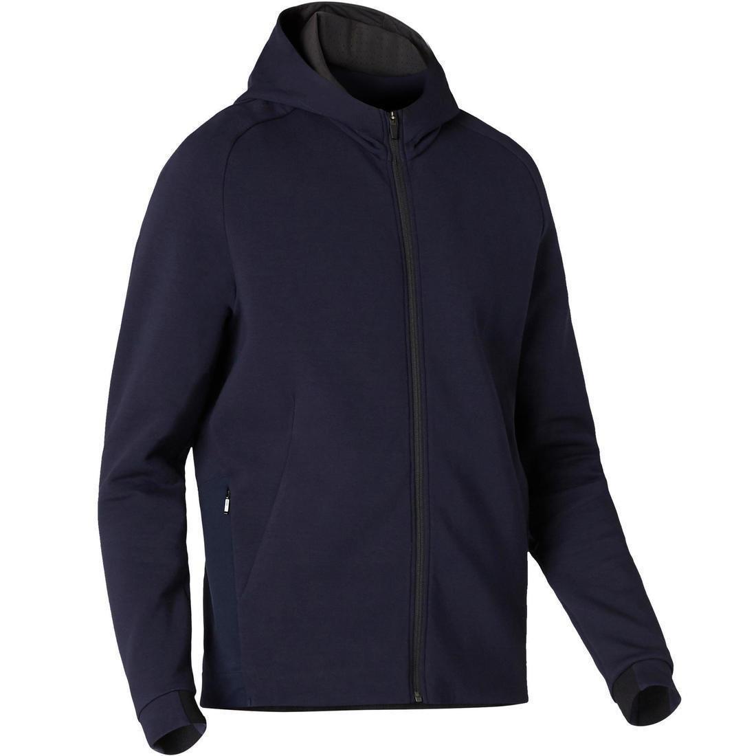 Zippered Fitness Hoodie With Zippered Pockets, Blue, , large image number 3