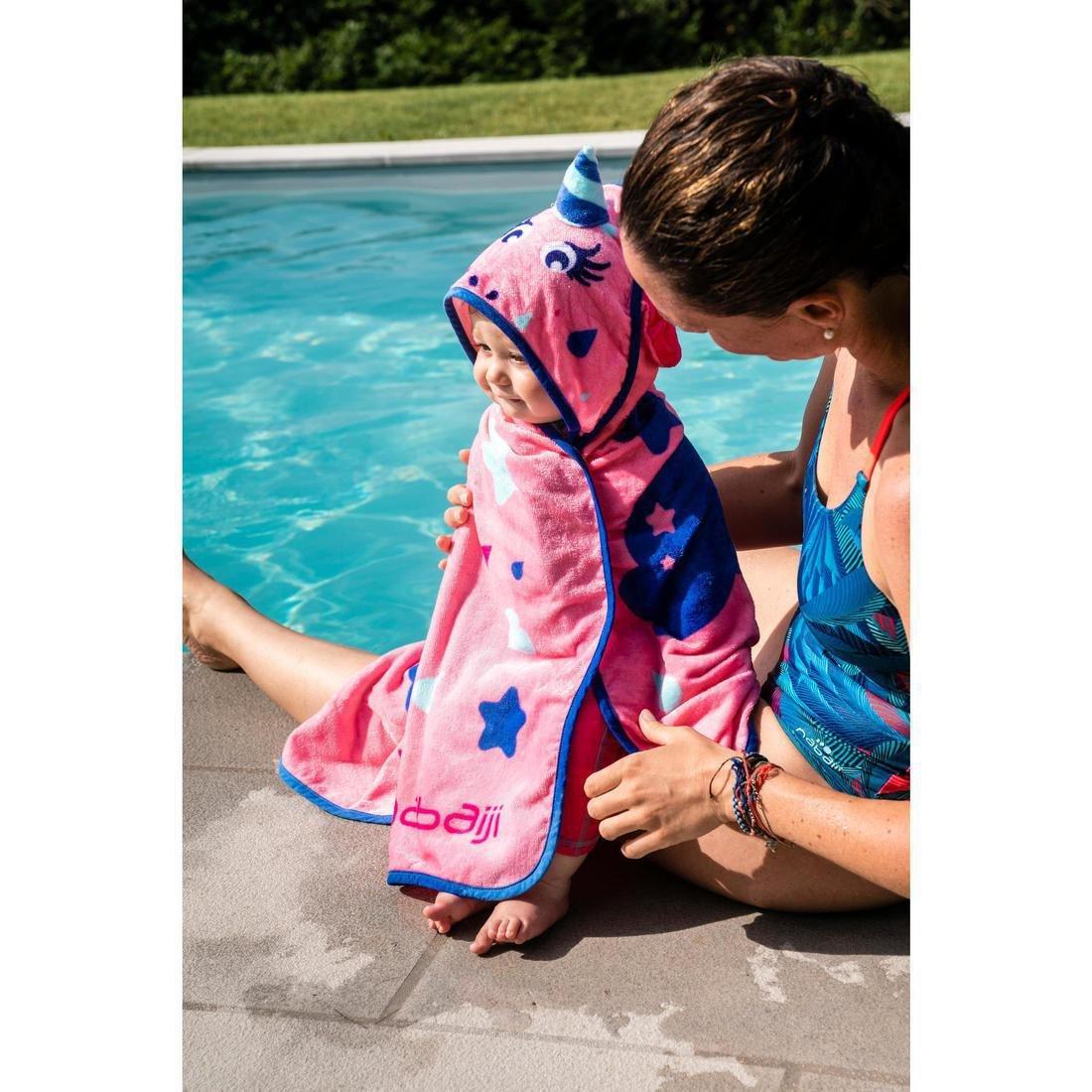Baby Pool Towel With Hood -  Unicorn Print, No Color, large image number 1