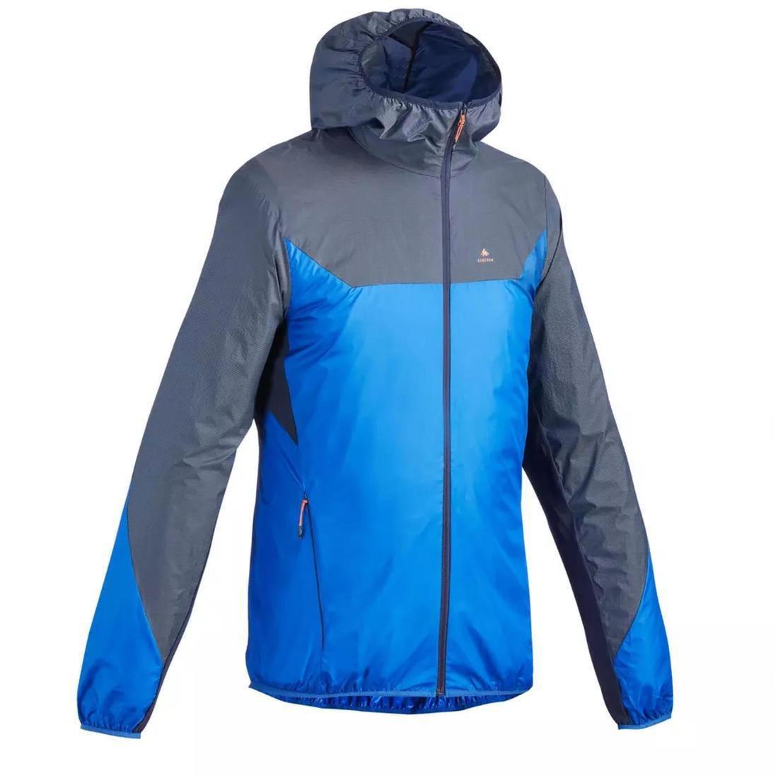 Men's fast hiking windproof jacket FH500 Helium Wind, Asphalt Blue, , large image number 0