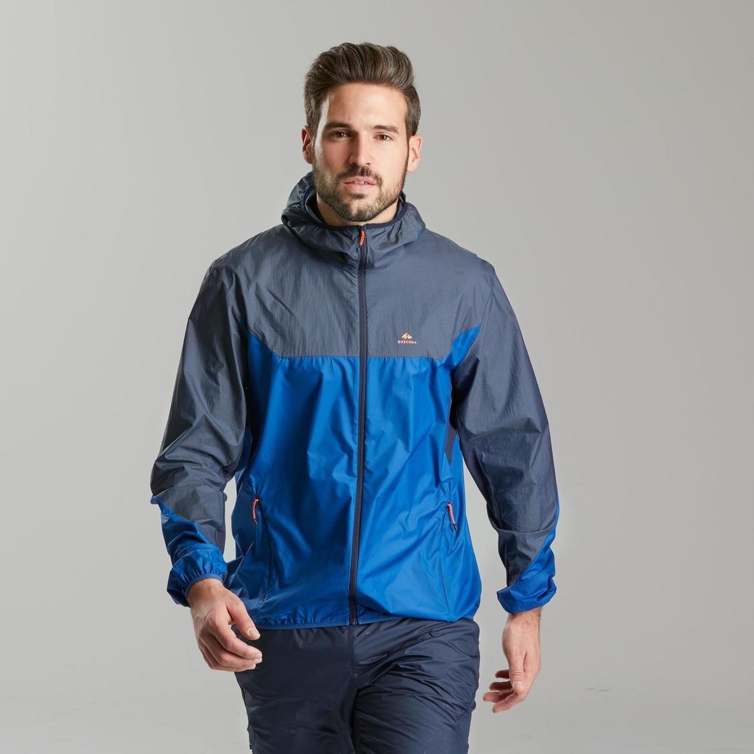 Men's fast hiking windproof jacket FH500 Helium Wind, Asphalt Blue, , large image number 1