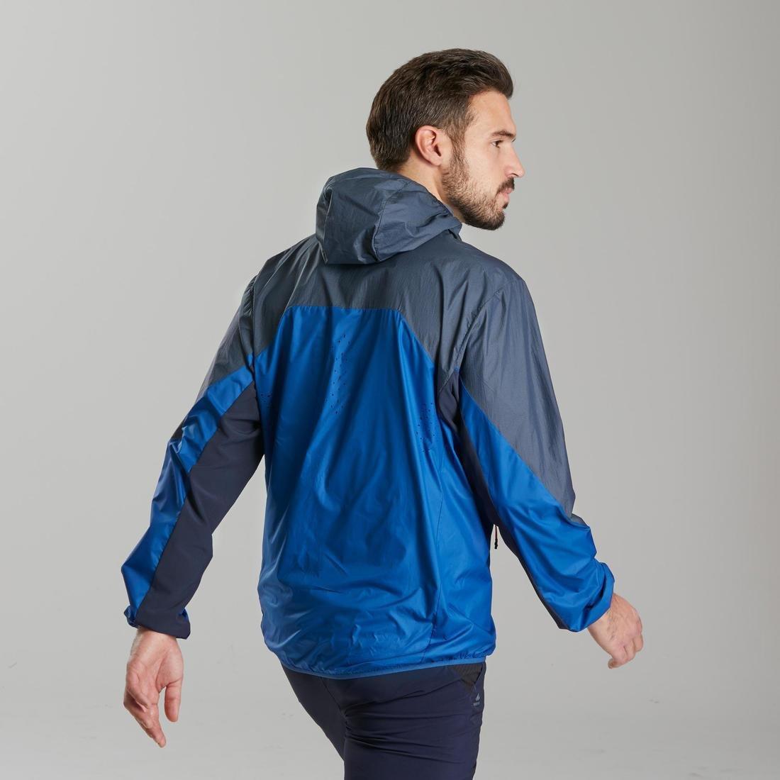 Men's fast hiking windproof jacket FH500 Helium Wind, Asphalt Blue, , large image number 2