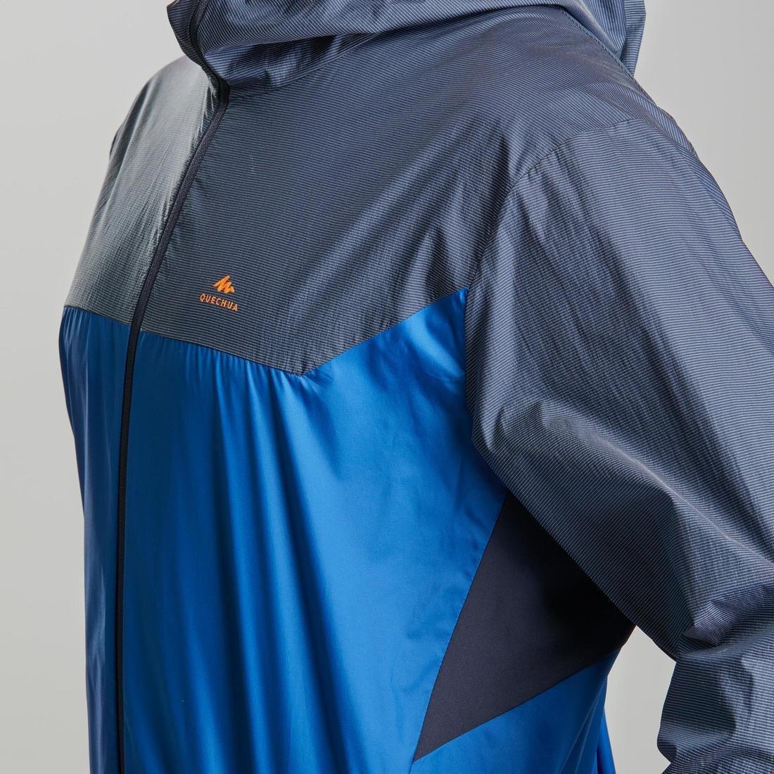 Men's fast hiking windproof jacket FH500 Helium Wind, Asphalt Blue, , large image number 3