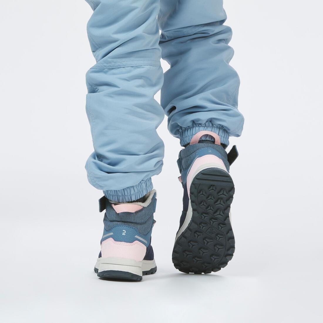 Kids Girls Warm Waterproof Hiking Boots - Sh500 Leather Velcro - Size 7 - 2, Pink, , large image number 6