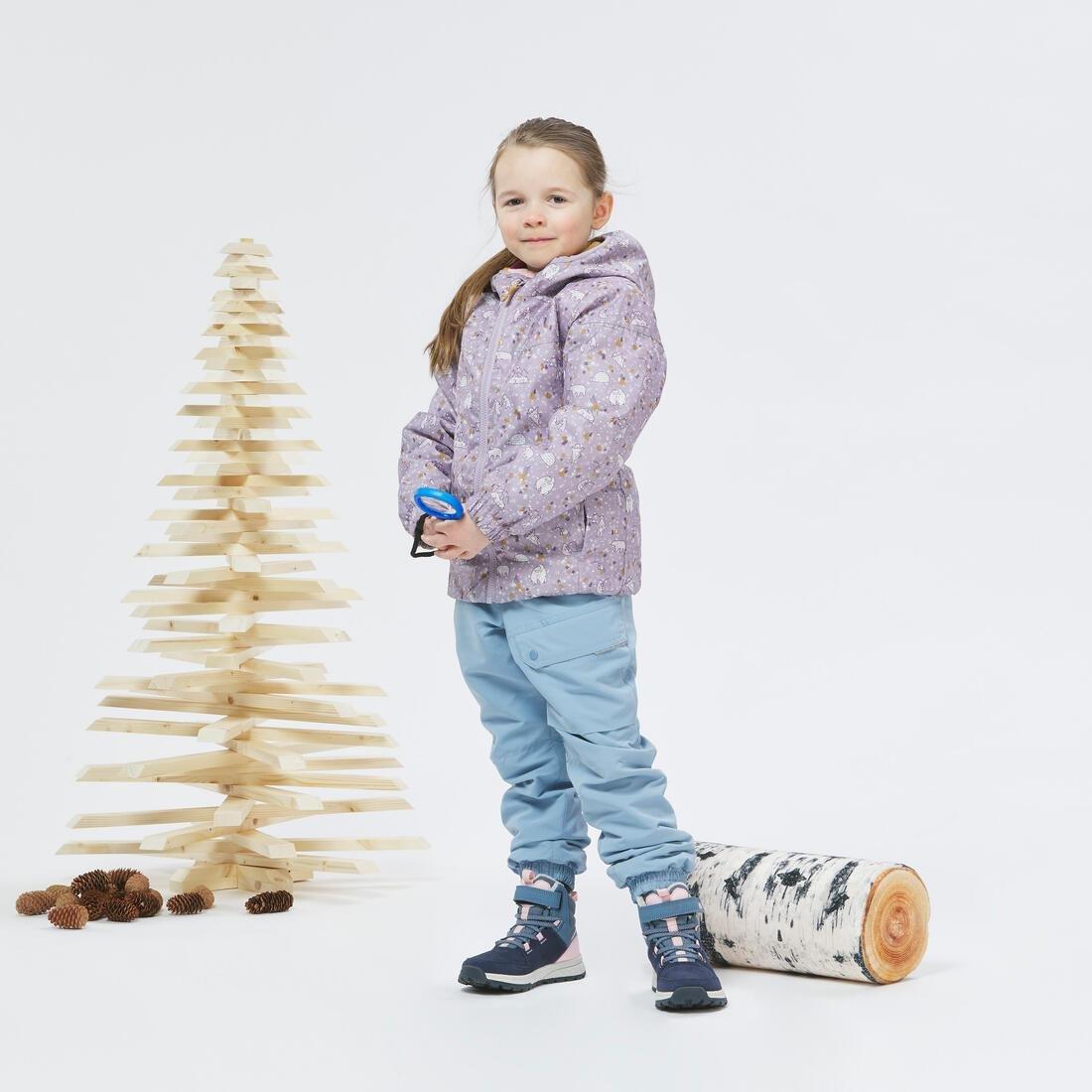 Kids Girls Warm Waterproof Hiking Boots - Sh500 Leather Velcro - Size 7 - 2, Pink, , large image number 8