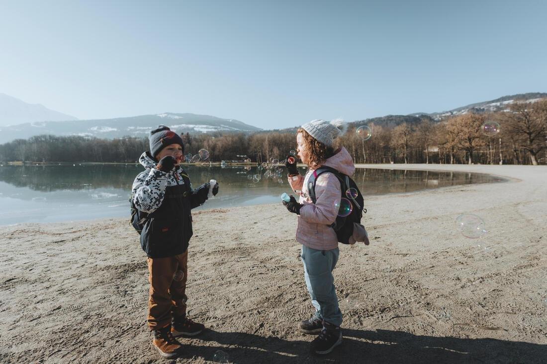 Kids Girls Warm Waterproof Hiking Boots - Sh500 Leather Velcro - Size 7 - 2, Pink, No Color, large image number 13