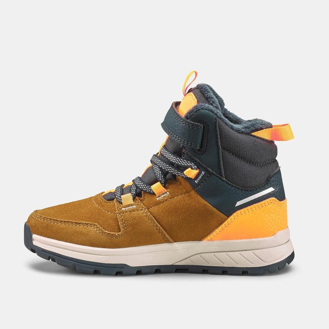 Kids Unisex Warm Waterproof Hiking Boots - Sh500 Leather Velcro - Size 7 - 2, Orange, , large image number 11