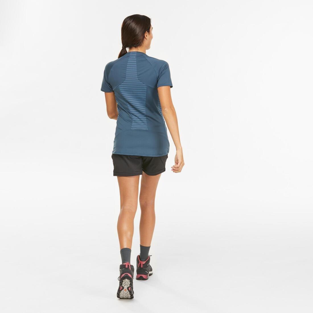 QUECHUA - Women Mountain Walking Short-Sleeved T-Shirt - Mh500, Grey