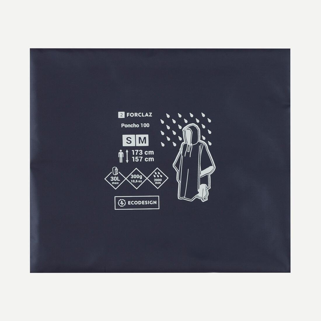 Hiking Rain Poncho - Forclaz Mt 100 - 30 L, Grey, , large image number 3