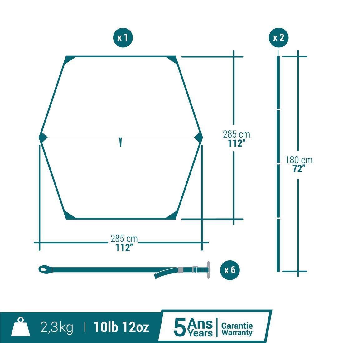 QUECHUA - Multifunction Tarp Camping Shelter, Blue