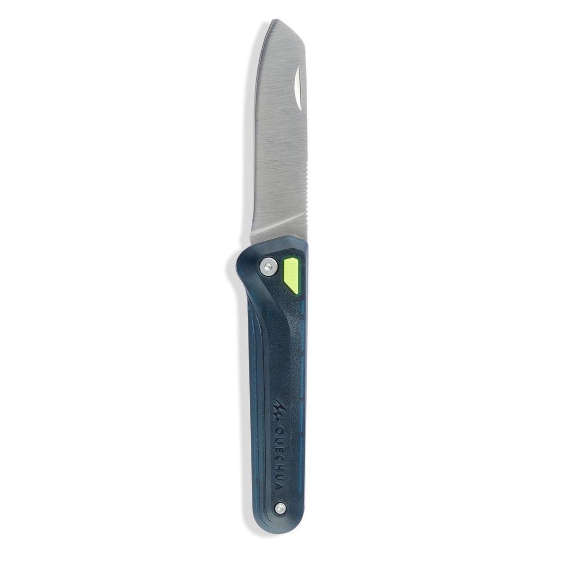 QUECHUA - Kids' Hiking Knife (Age 7+) MH100 Junior with Blade Lock, Dark petrol blue