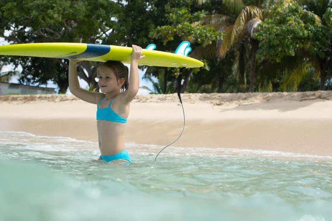 Kids Girls Two-Piece Surfing Swimsuit Bikini Top Bali - 100, Fluo Pink, , large image number 10