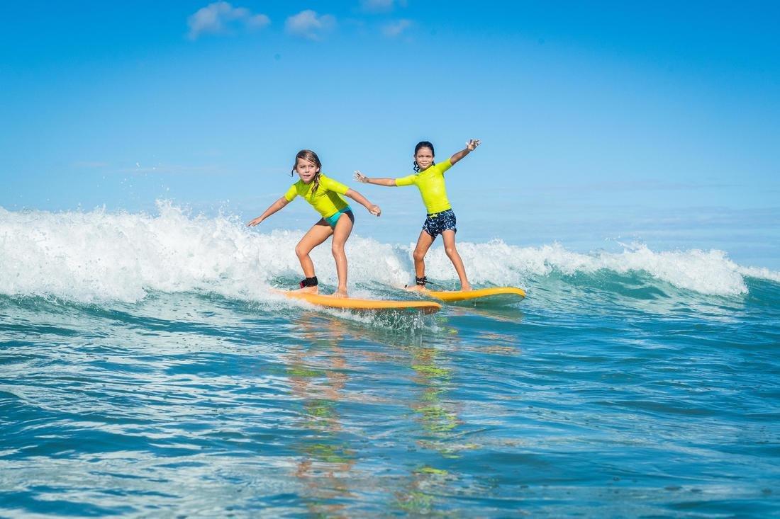 Kids Girls Two-Piece Surfing Swimsuit Bikini Top Bali - 100, Fluo Pink, No Color, large image number 11