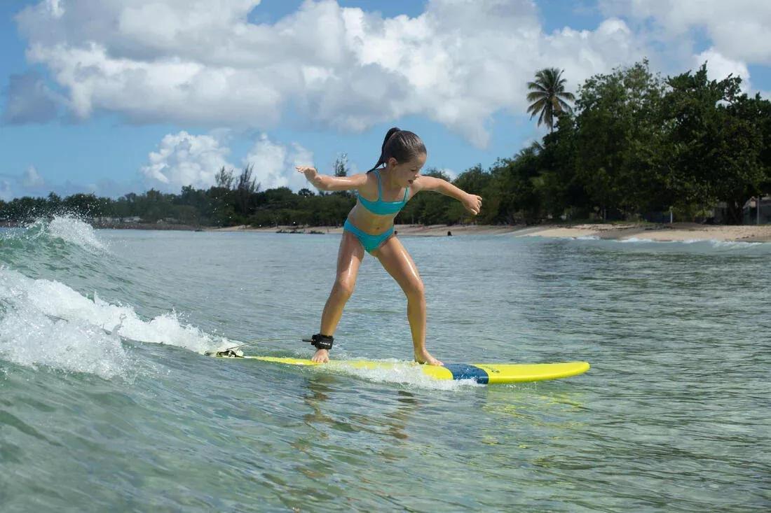 Kids Girls Two-Piece Surfing Swimsuit Bikini Top Bali - 100, Fluo Pink, , large image number 12