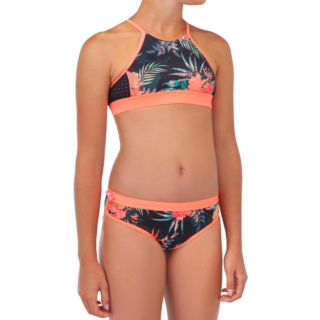 BLACK Girl's surf swimsuit crop top baha 900, , large image number 3