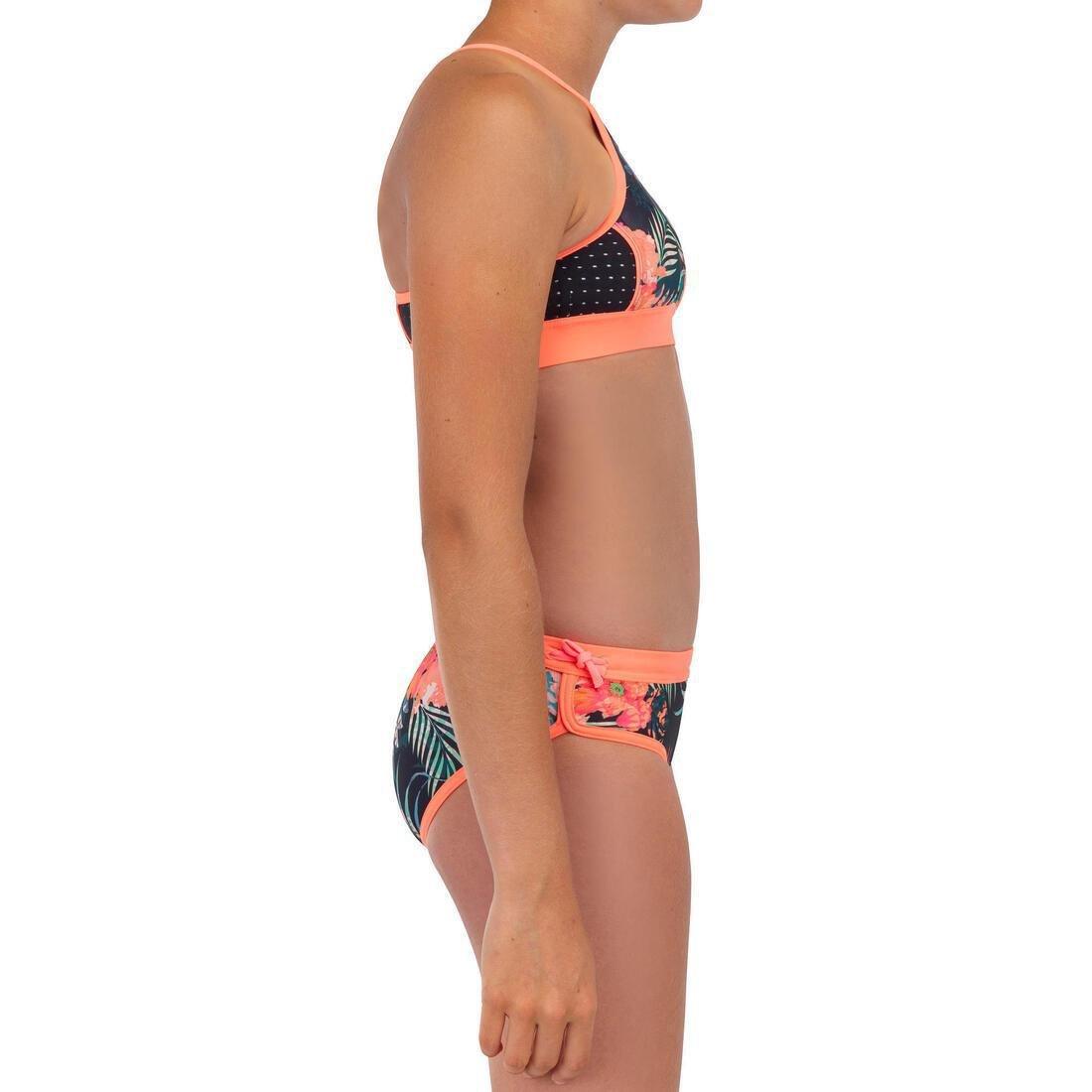 BLACK Girl's surf swimsuit crop top baha 900, , large image number 5