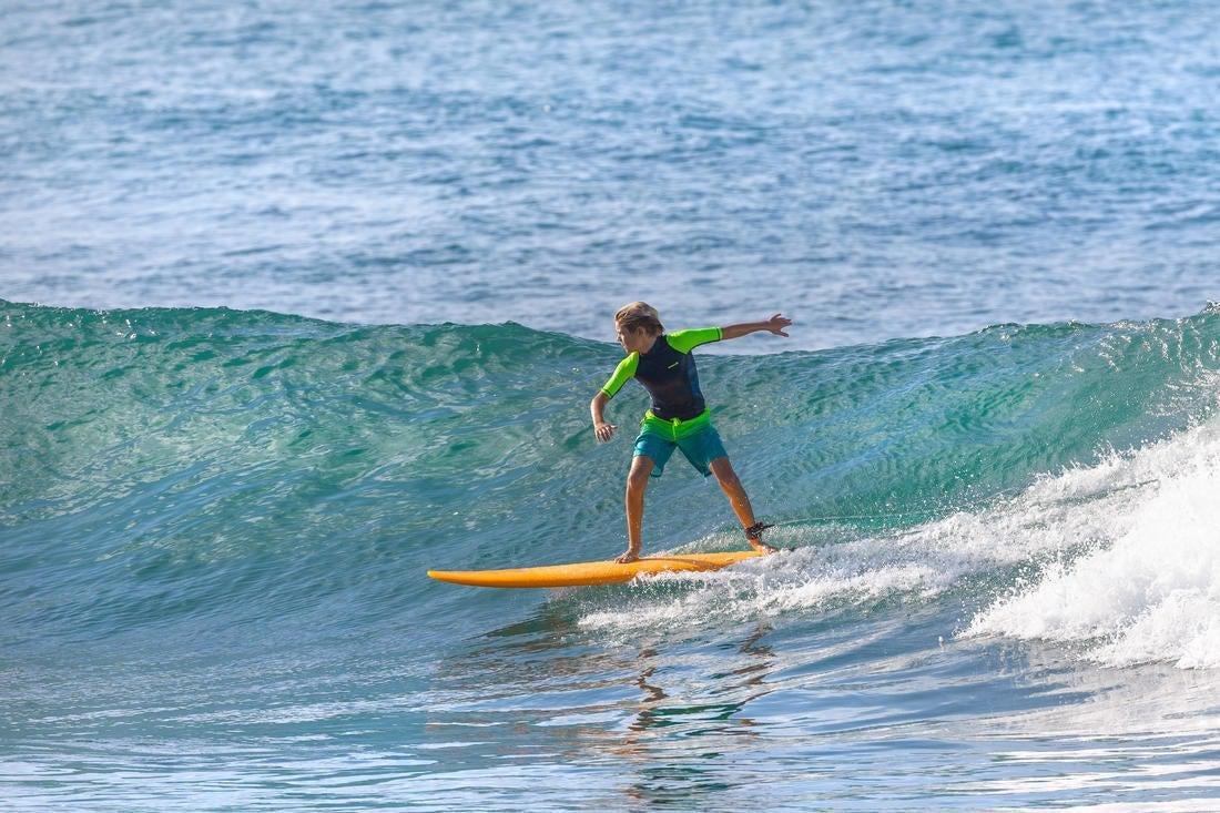 500Kids' Short Sleeve Uv Protection Surfing Top T-Shirt - Print, Yellow, No Color, large image number 8