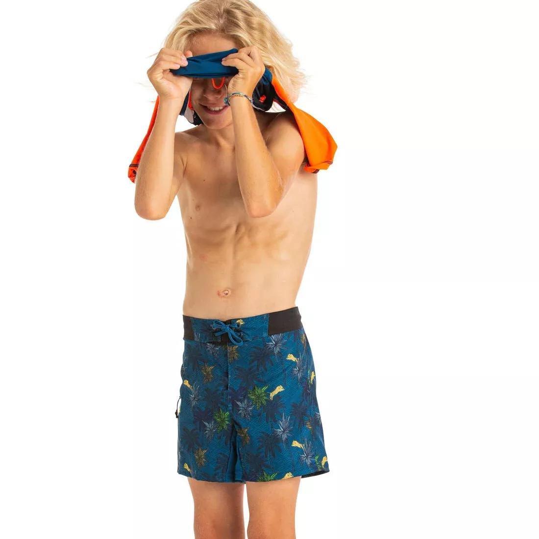 500 Kids' Short Sleeve UV Protection Surfing Top T-Shirt, Fluo Blood Orange, No Color, large image number 3