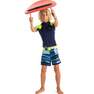 OLAIAN - 500 Kids' Short Sleeve UV Protection Surfing Top T-Shirt, Fluo Blood Orange