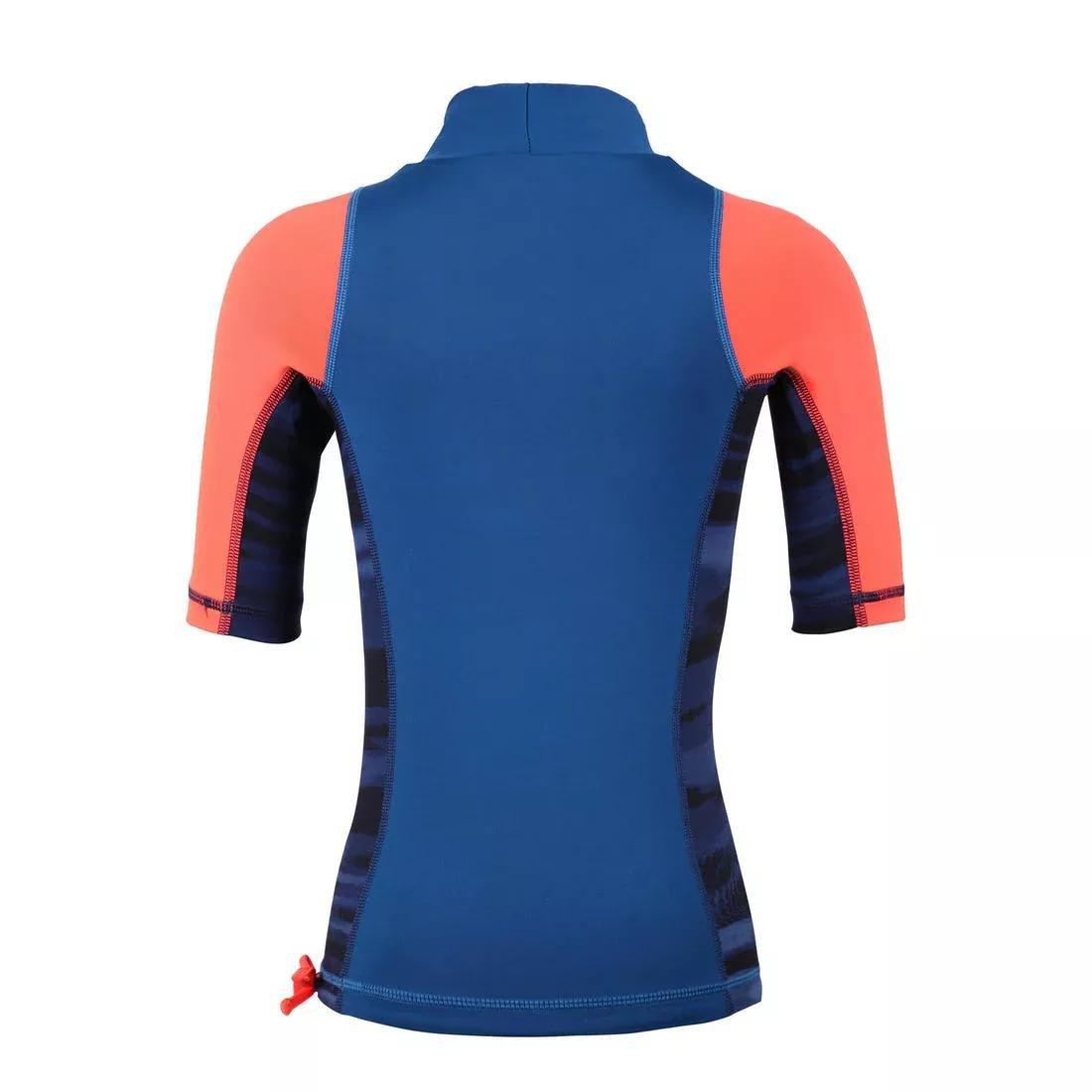 500 Kids' Short Sleeve UV Protection Surfing Top T-Shirt, Fluo Blood Orange, No Color, large image number 9