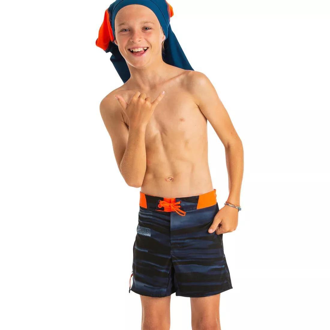 500 Kids' Short Sleeve UV Protection Surfing Top T-Shirt, Fluo Blood Orange, No Color, large image number 13