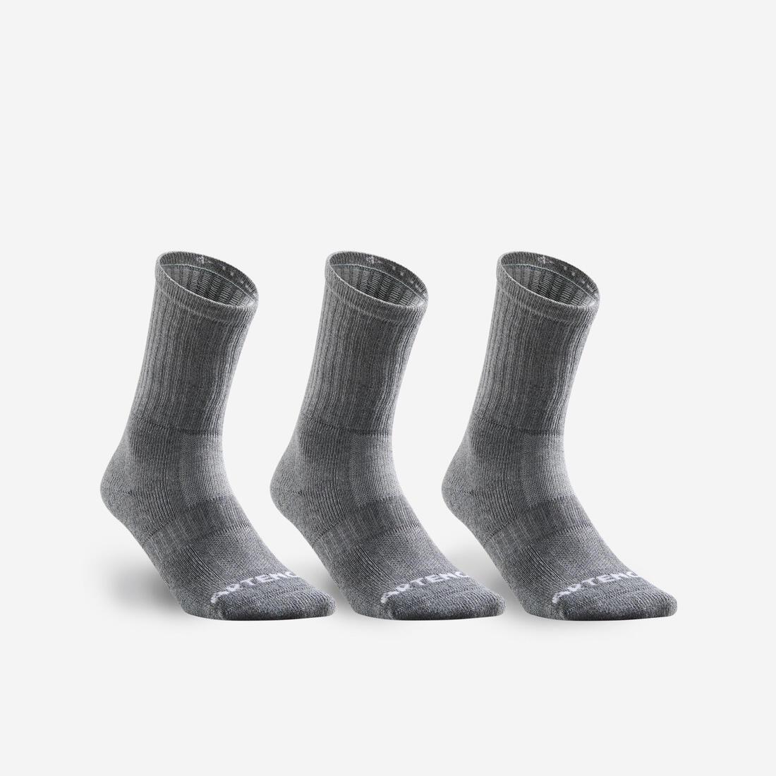 Rs800 Adult High Sports Socks 3-Pack, Grey, No Color, medium