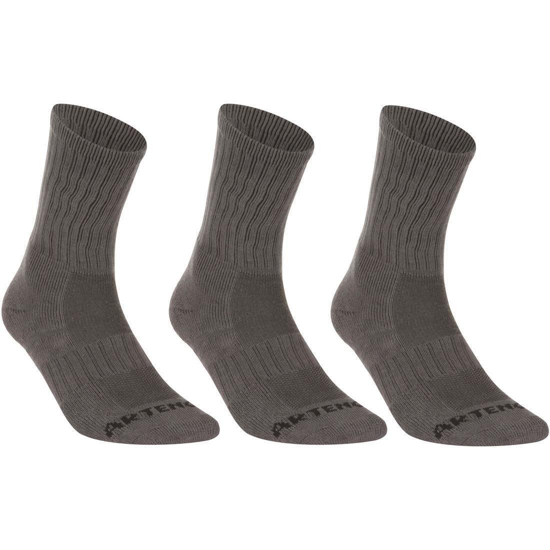 Rs800 Adult High Sports Socks 3-Pack, Grey, No Color, medium