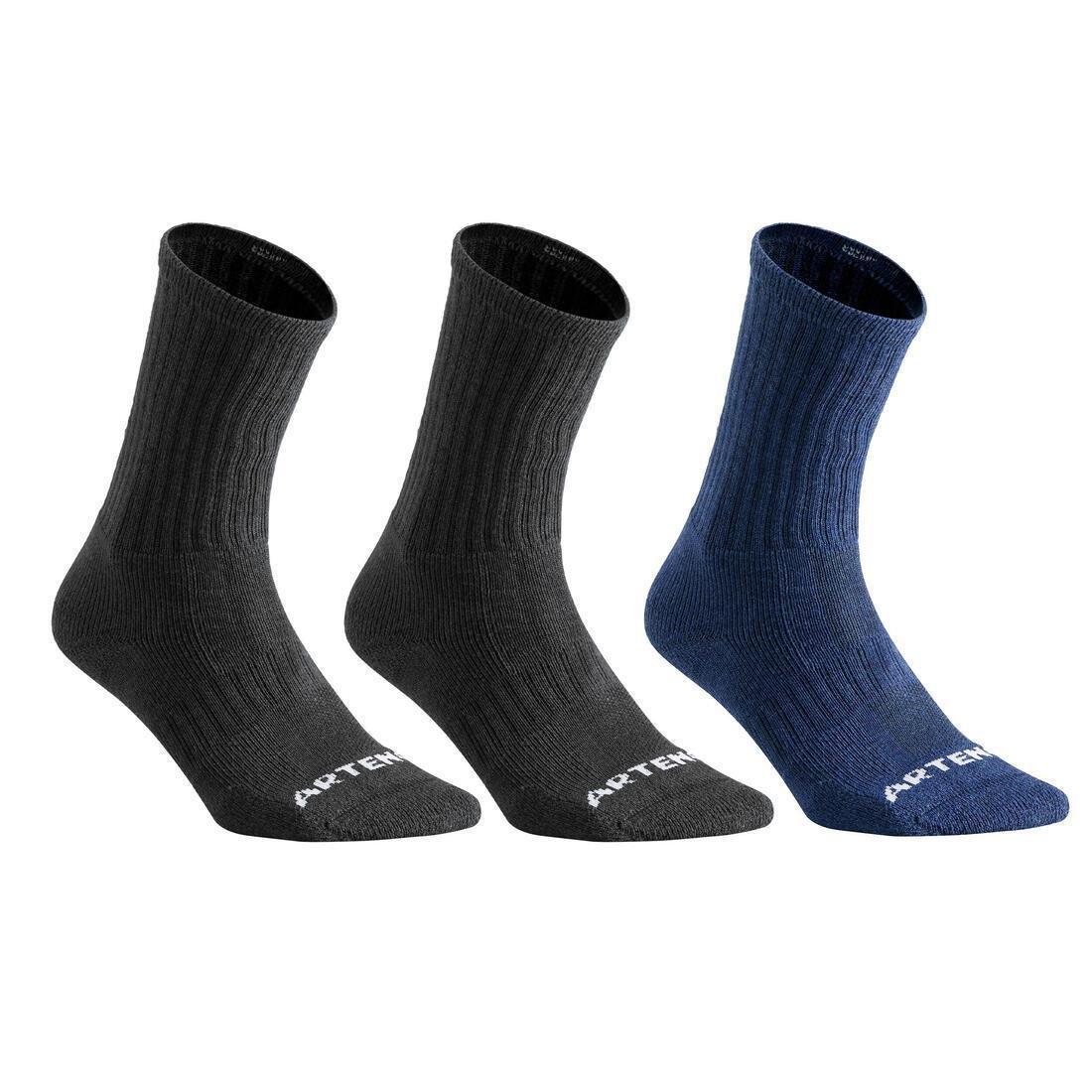 Rs800 Adult High Sports Socks 3-Pack, Grey, No Color, medium