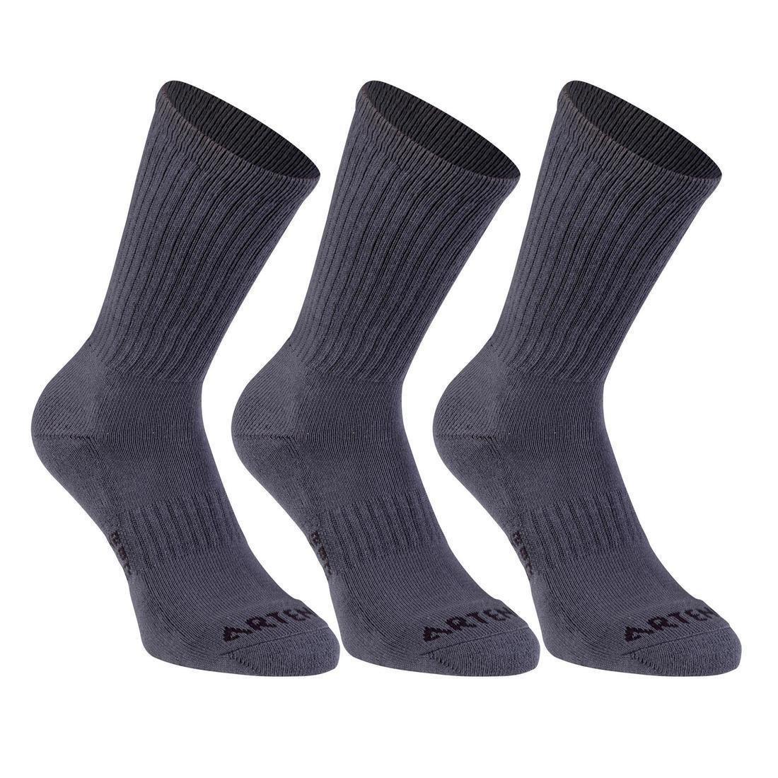 ARTENGO - Rs800 Adult High Sports Socks 3-Pack, Grey