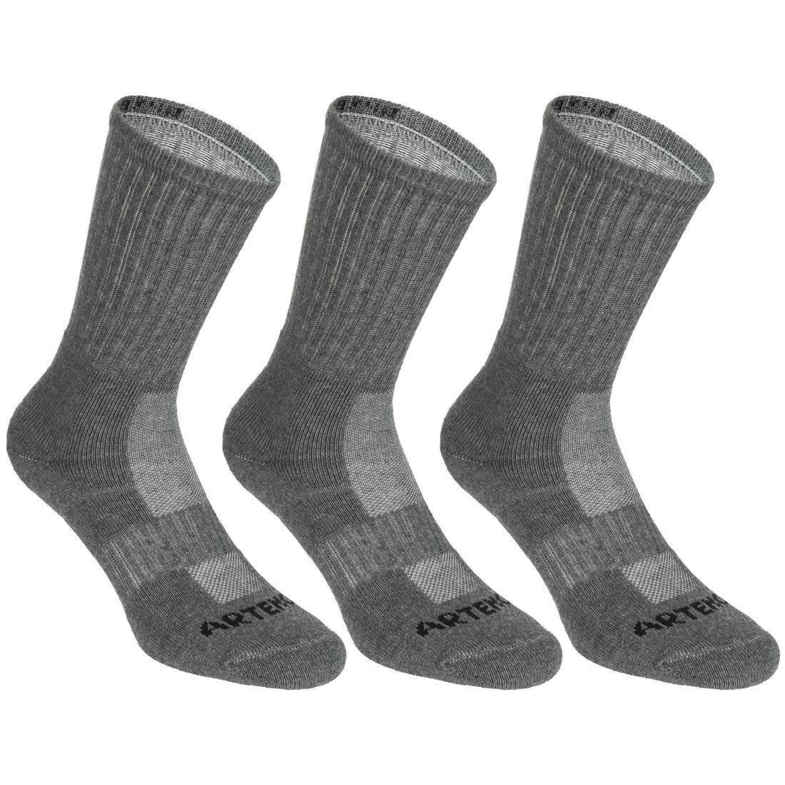 ARTENGO - Rs800 Adult High Sports Socks 3-Pack, Grey