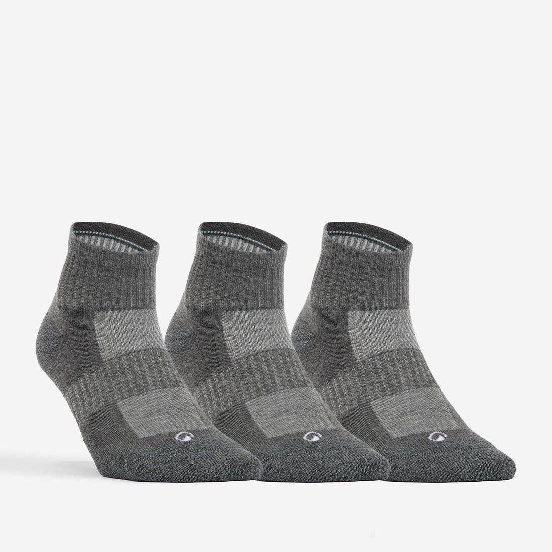 ARTENGO - Rs800 Adult Mid Sports Socks 3-Pack, Grey