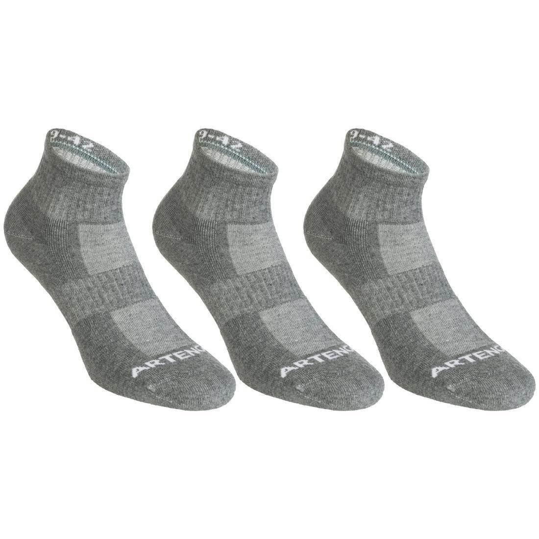 ARTENGO - Rs800 Adult Mid Sports Socks 3-Pack, Grey