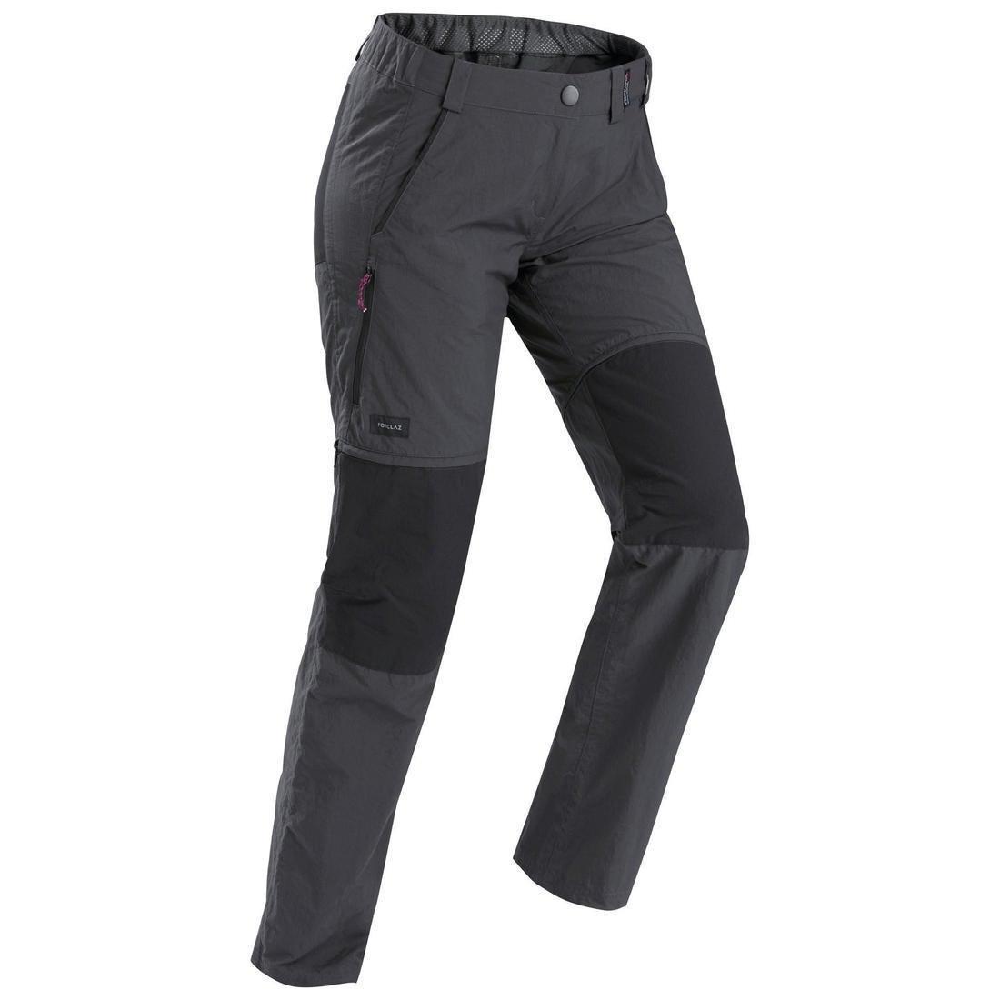 Women's Mountain Trekking Modular Trousers - TREK 100, Carbon Grey, No Color, medium
