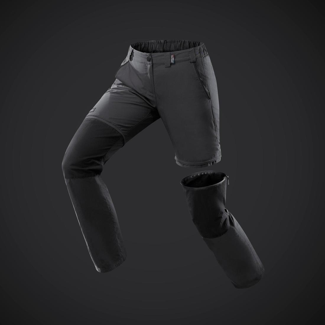 Women's Mountain Trekking Modular Trousers - TREK 100, Carbon Grey, No Color, medium