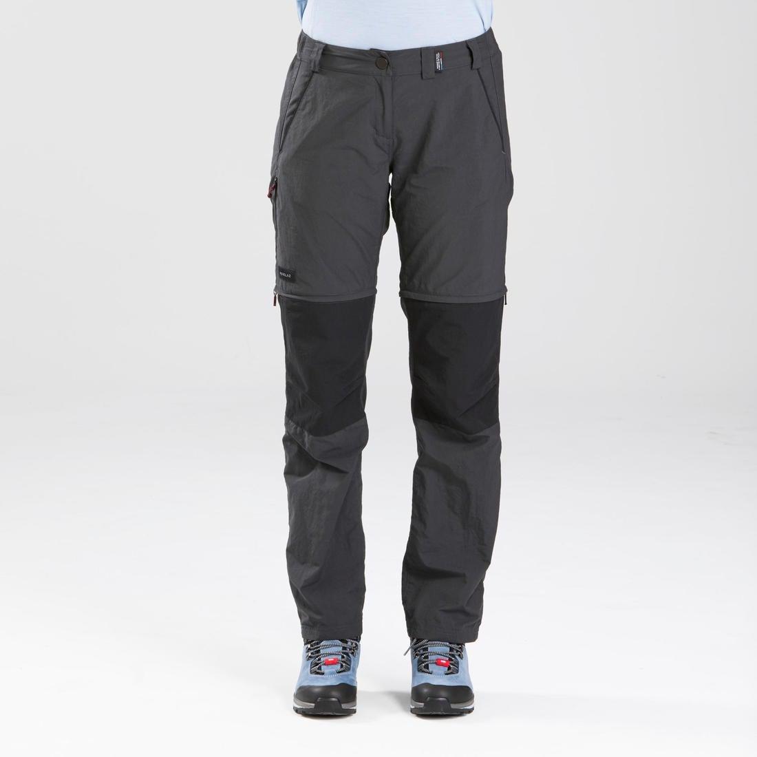 Women Mountain Trekking 2-in-1 Zip-Off Trousers - MT100, Grey, No Color, large image number 4
