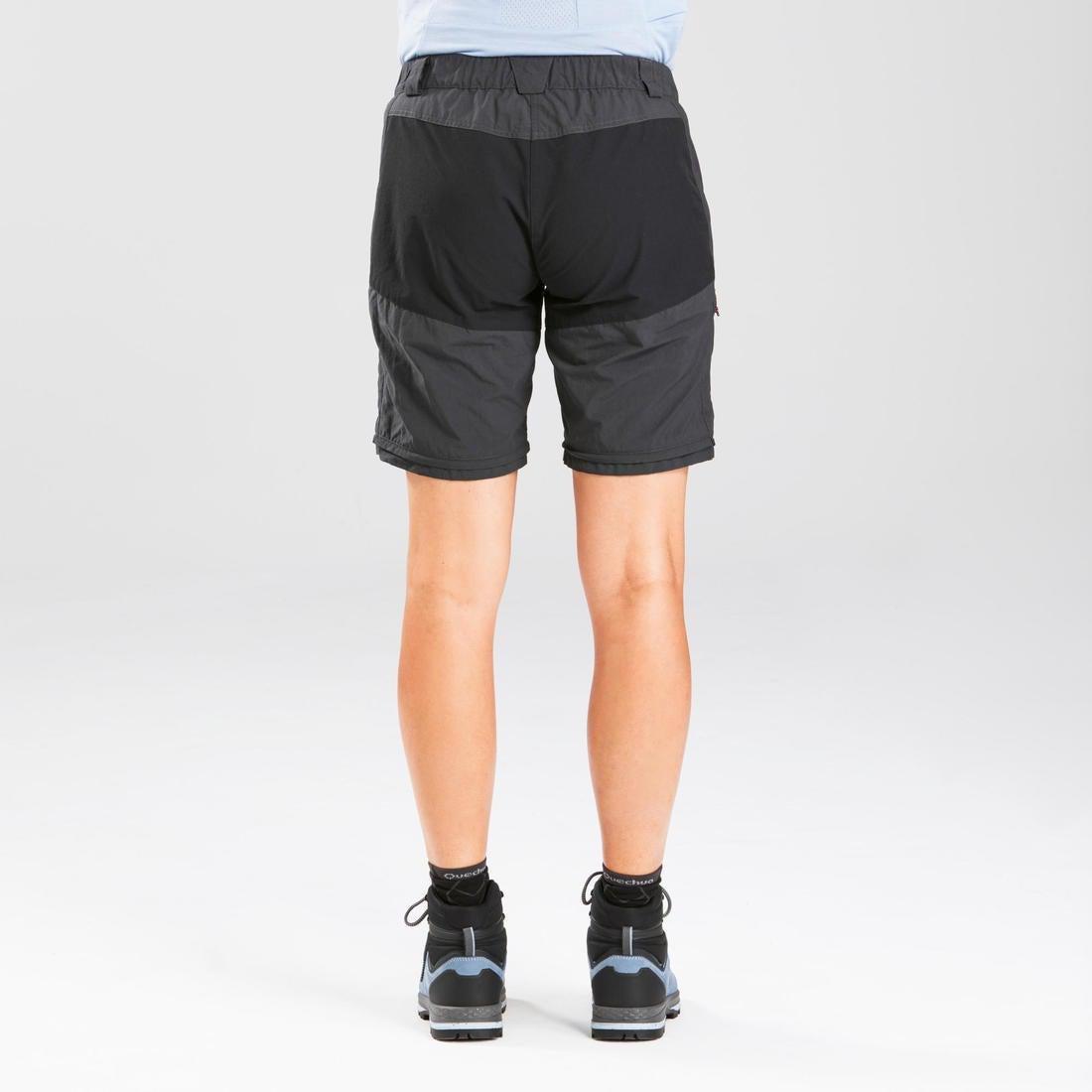 Women's Mountain Trekking Modular Trousers - TREK 100, Carbon Grey, No Color, medium