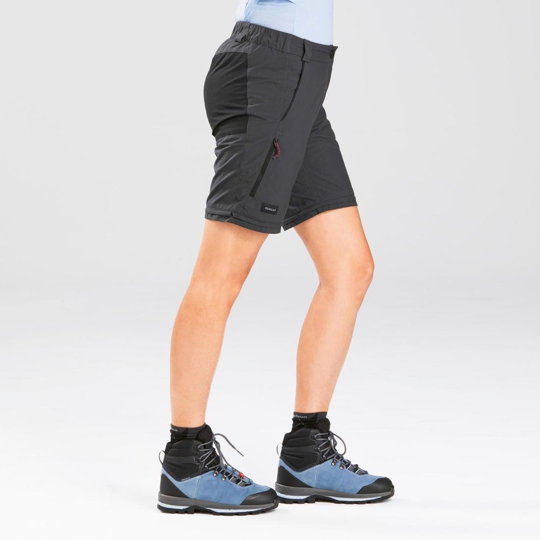 Women's Mountain Trekking Modular Trousers - TREK 100, Carbon Grey, No Color, medium