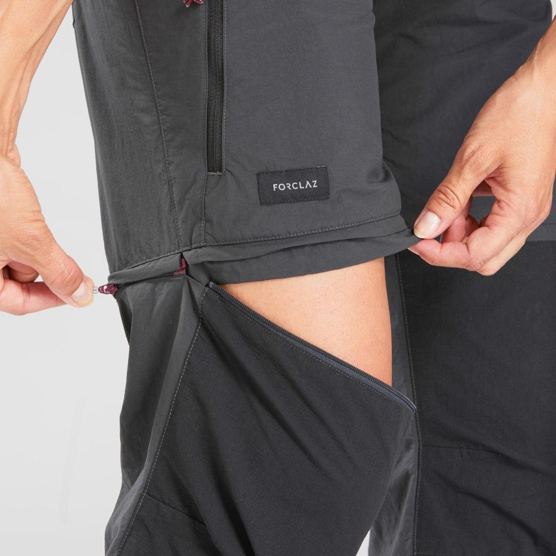 Women's Mountain Trekking Modular Trousers - TREK 100, Carbon Grey, No Color, medium