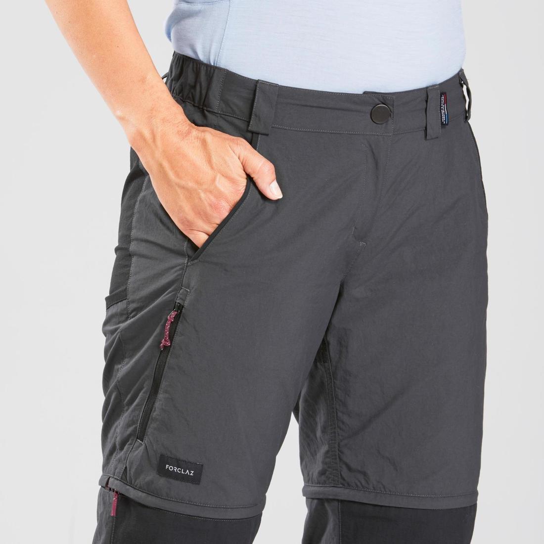 Women's Mountain Trekking Modular Trousers - TREK 100, Carbon Grey, No Color, medium