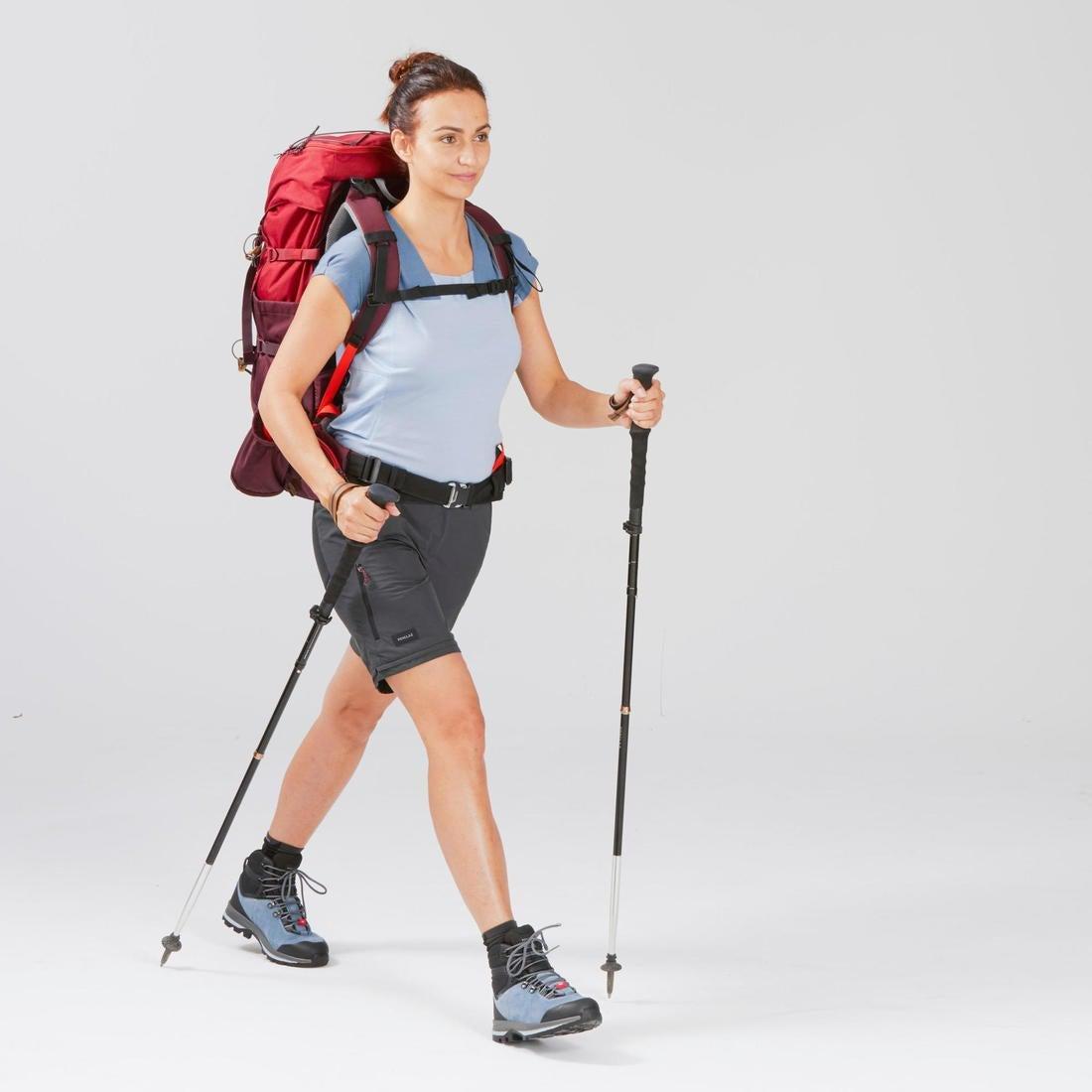 Women's Mountain Trekking Modular Trousers - TREK 100, Carbon Grey, No Color, medium