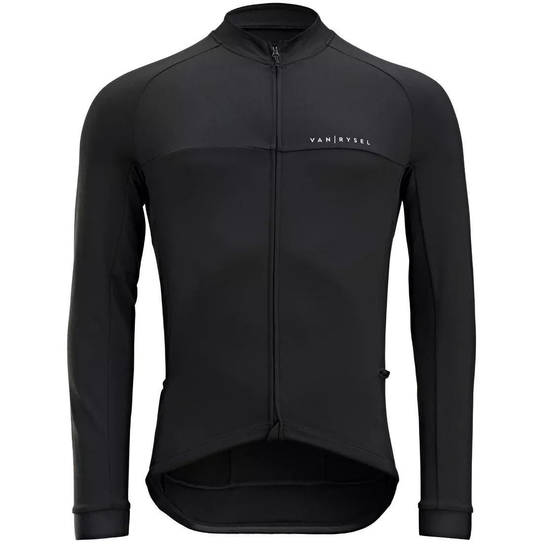 Rc100Men's  Long-Sleeved Road Cycling Jersey, Black, No Color, medium