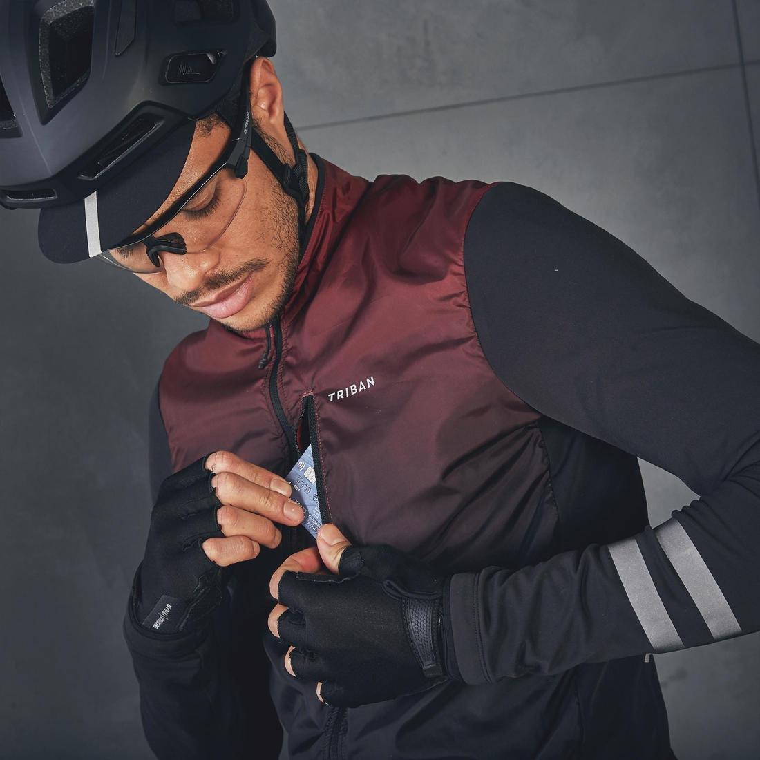 Men Mid-Season Long-Sleeved Road Cycling Jersey - RC500 Shield, Black, No Color, large image number 5