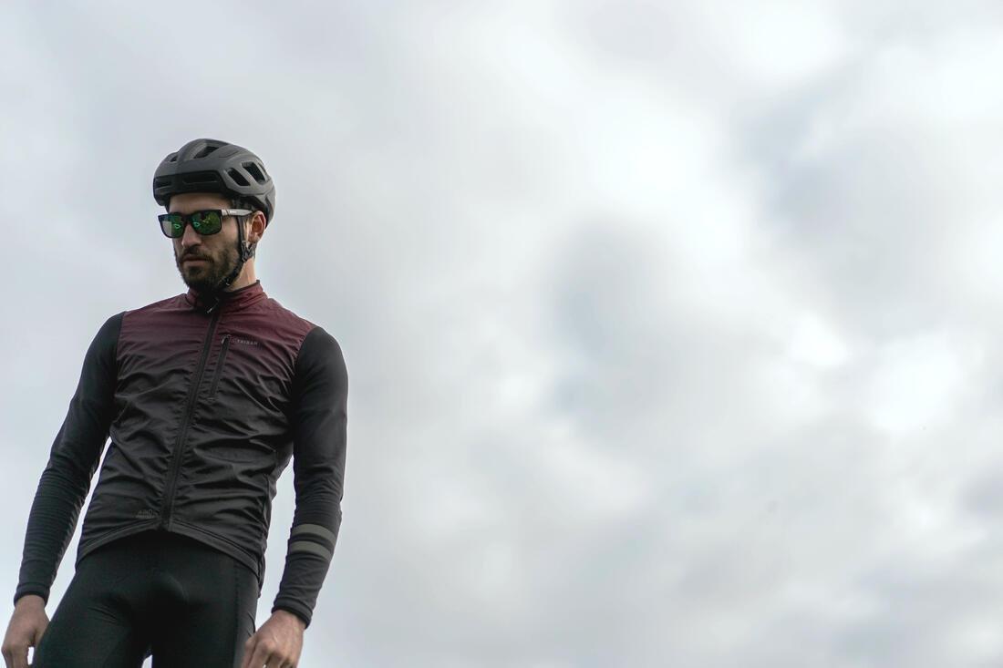 Men Mid-Season Long-Sleeved Road Cycling Jersey - RC500 Shield, Black, No Color, large image number 10