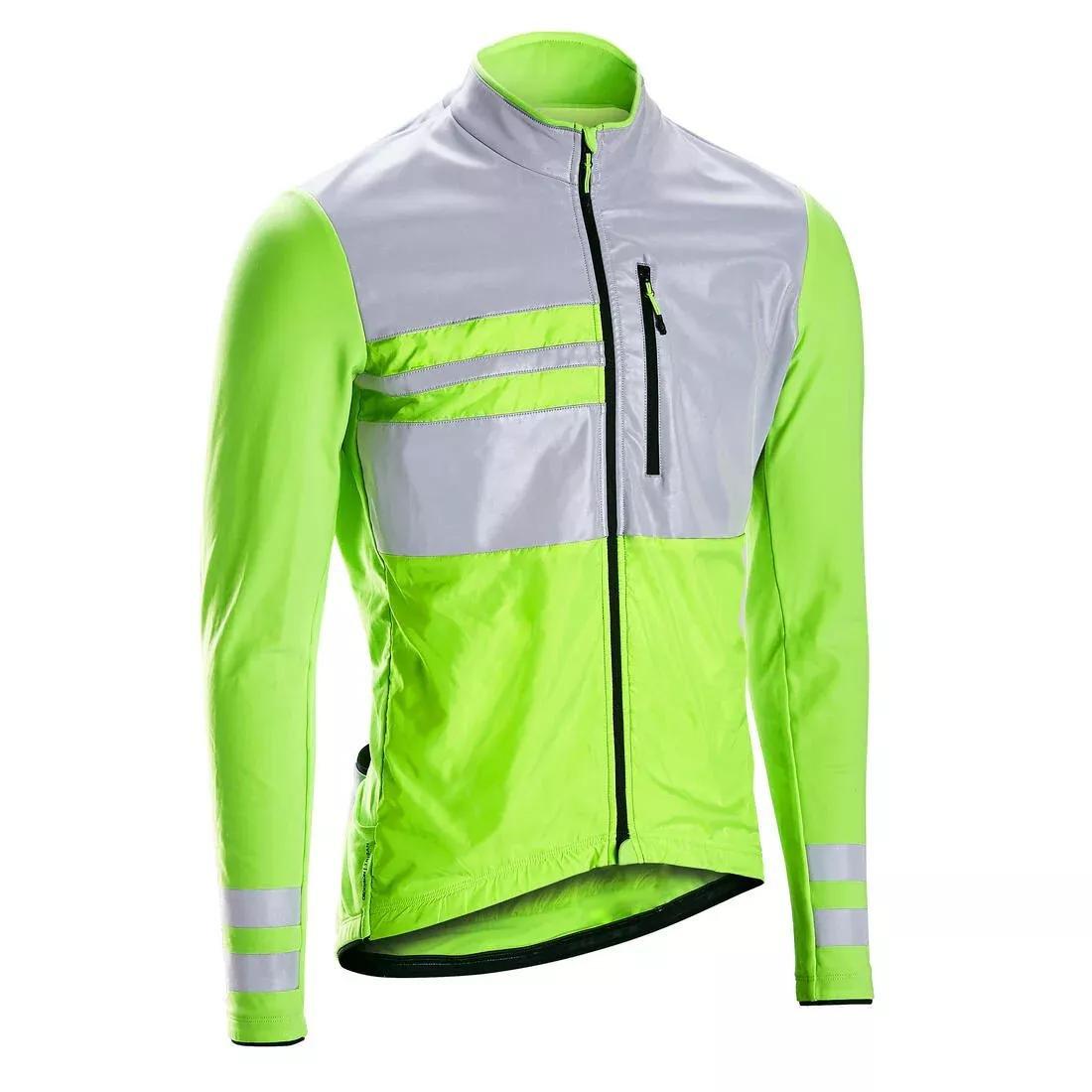 FLUO YELLOW GREEN Hi-Vis EN1150 Warm Cycling Jersey RC 500 - Neon Yellow, No Color, medium
