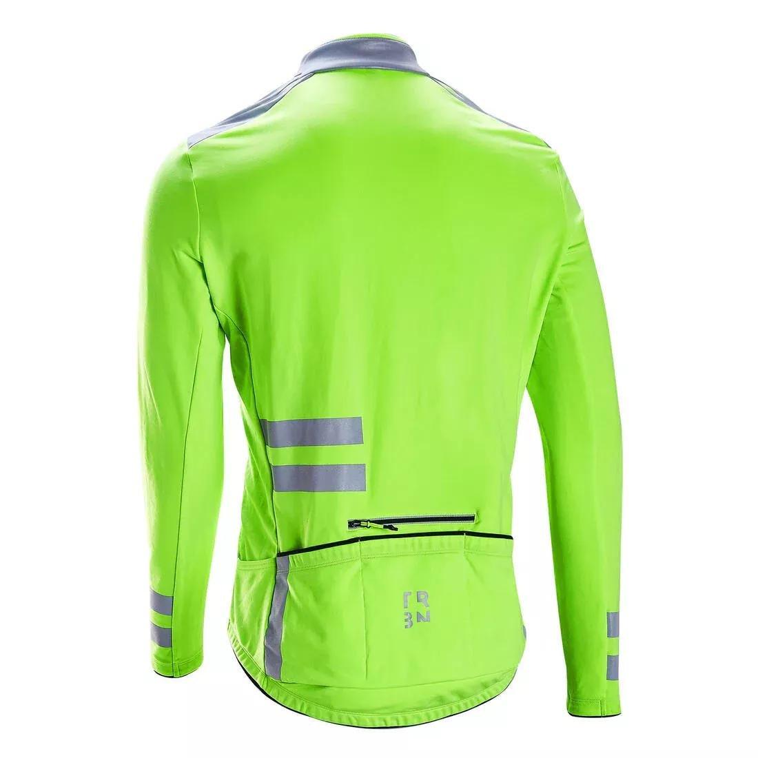 FLUO YELLOW GREEN Hi-Vis EN1150 Warm Cycling Jersey RC 500 - Neon Yellow, No Color, large image number 1