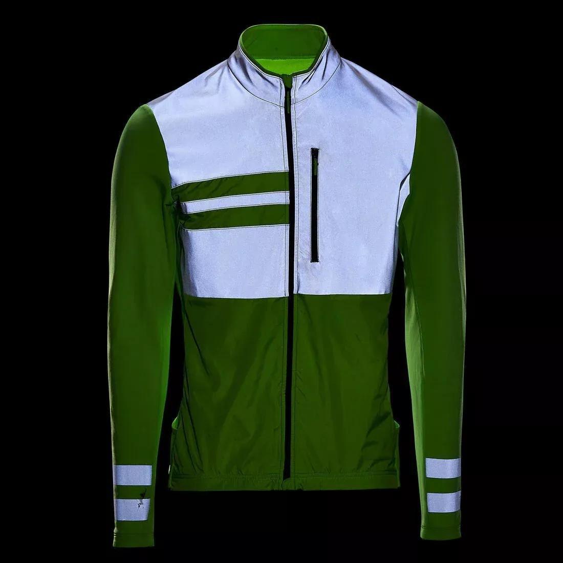 FLUO YELLOW GREEN Hi-Vis EN1150 Warm Cycling Jersey RC 500 - Neon Yellow, No Color, large image number 3